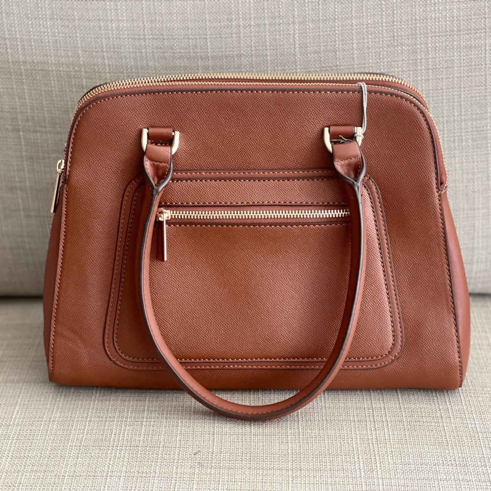 A new day double zipper satchel bag.